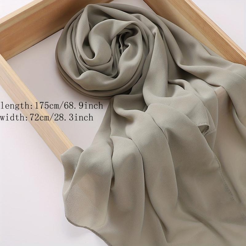 Solid Chiffon Scarf Hijab Thin Breathable Shawl Head Wrap Turban