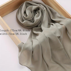 Solid Chiffon Scarf Hijab Thin Breathable Shawl Head Wrap Turban