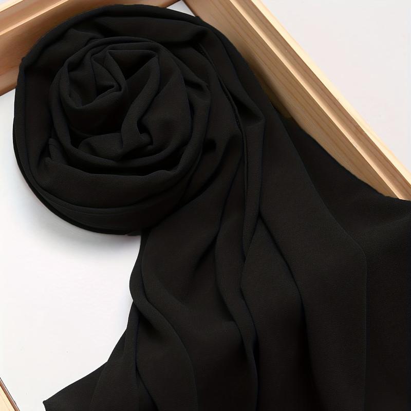 Solid Chiffon Scarf Hijab Thin Breathable Shawl Head Wrap Turban