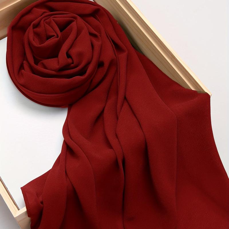 Solid Chiffon Scarf Hijab Thin Breathable Shawl Head Wrap Turban