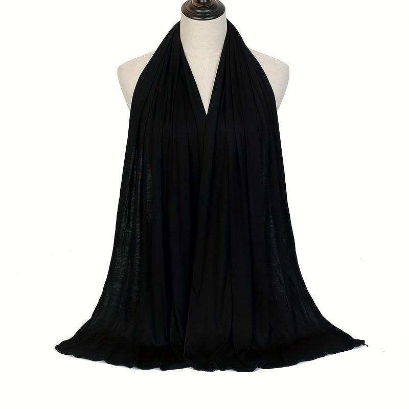 Solid Color Elastic Hijab Casual Turban Scarf Women Head Wrap Bandanas
