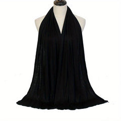 Solid Color Elastic Hijab Casual Turban Scarf Women Head Wrap Bandanas