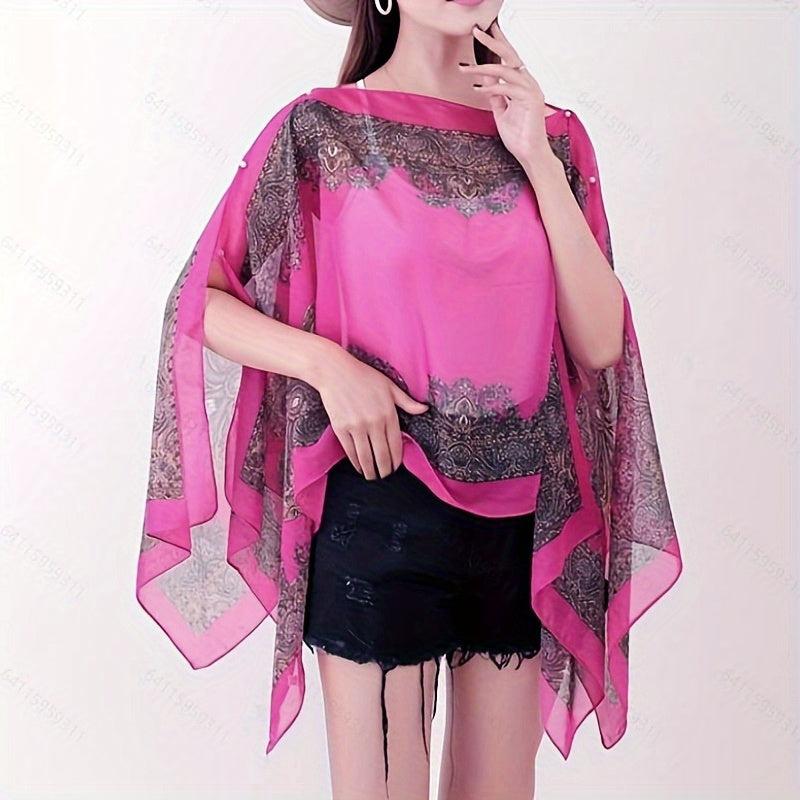 Paisley Print Chiffon Shawl Boho Sunscreen Wrap Beach Towel