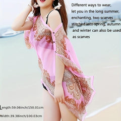 Paisley Print Chiffon Shawl Boho Sunscreen Wrap Beach Towel