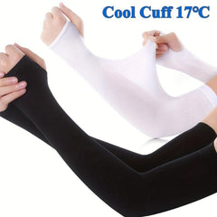 2pcs Women's Ice Silk Arm Sleeve Sun Protection Cooling Gloves For Sports