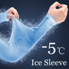 2pcs Women's Ice Silk Arm Sleeve Sun Protection Cooling Gloves For Sports