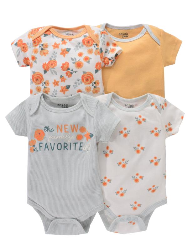 Newborn Infant Romper Short Sleeve Cartoon Animal Flowers Print Bodysuit Onesies