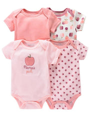 Newborn Infant Romper Short Sleeve Cartoon Animal Flowers Print Bodysuit Onesies