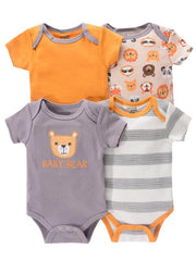 Newborn Infant Romper Short Sleeve Cartoon Animal Flowers Print Bodysuit Onesies