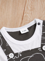 Elephant Print Short Sleeve Romper for Baby Boys