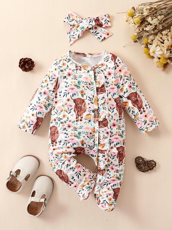 Floral Romper & Jumpsuit Long Sleeve Baby Onesie