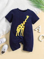 Giraffe Graphic Baby Romper Infant Cotton Summer Clothes