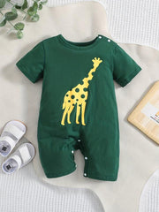 Giraffe Graphic Baby Romper Infant Cotton Summer Clothes