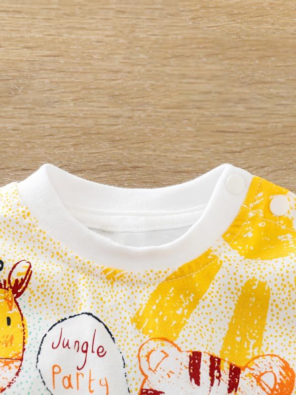 Cartoon Animals Print Cotton Romper for Summer