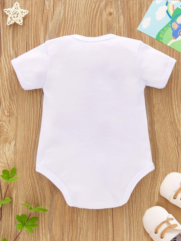 Newborn Infant Short Sleeve Romper Letter Graphic Bodysuit