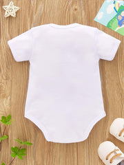 Newborn Infant Short Sleeve Romper Letter Graphic Bodysuit