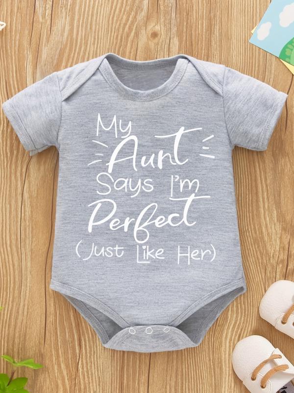 Newborn Infant Short Sleeve Romper Letter Graphic Bodysuit