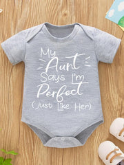 Newborn Infant Short Sleeve Romper Letter Graphic Bodysuit