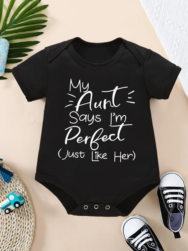 Newborn Infant Short Sleeve Romper Letter Graphic Bodysuit