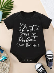 Newborn Infant Short Sleeve Romper Letter Graphic Bodysuit