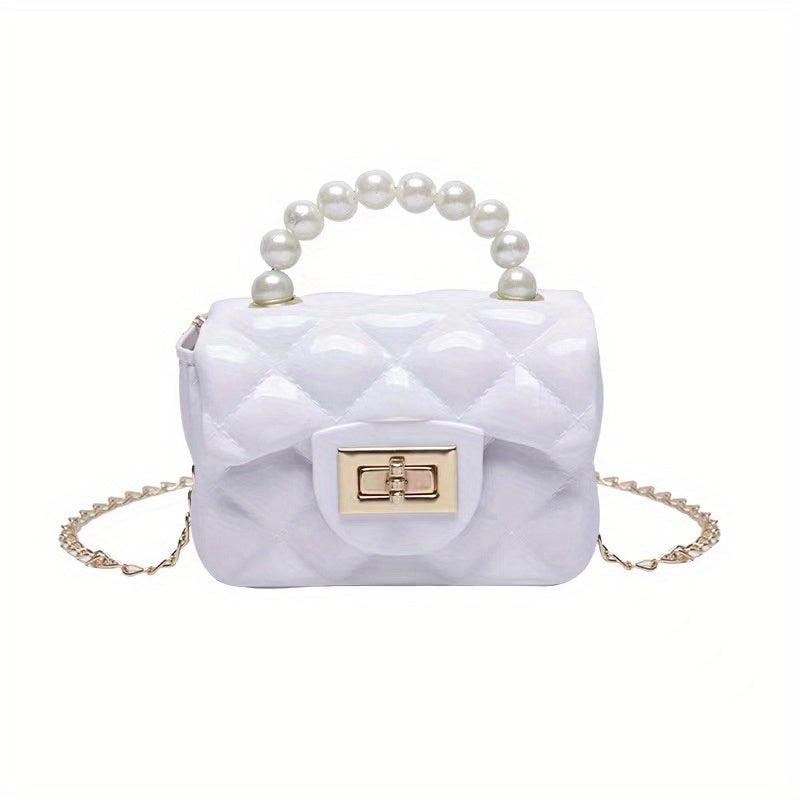 Mini Jelly Purse Girls Mini Bag Faux Pearl Handbag