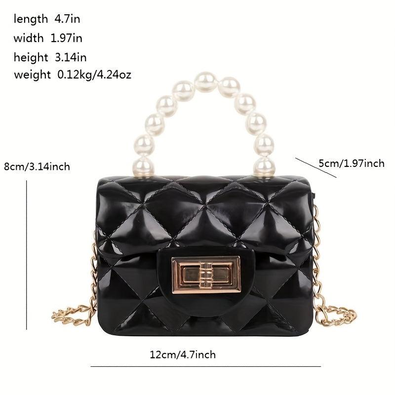 Mini Jelly Purse Girls Mini Bag Faux Pearl Handbag