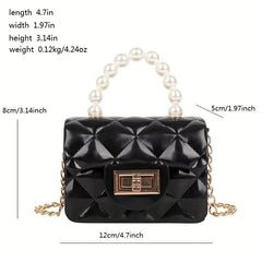 Mini Jelly Purse Girls Mini Bag Faux Pearl Handbag