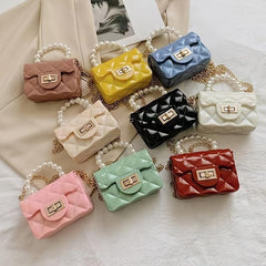 Mini Jelly Purse Girls Mini Bag Faux Pearl Handbag