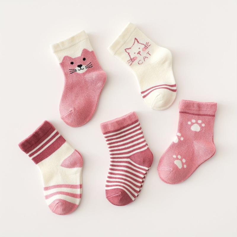 Cat Footprint Striped Tube Socks - Boys and Girls Accessories