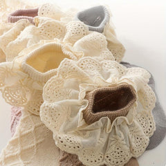 Baby Girls Cotton Argyle Crew Socks Ruffle Lace Decor Spring Autumn