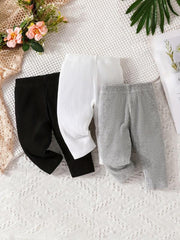 Baby Girl 3-Piece Outfit Cotton Leggings & Sweatpants