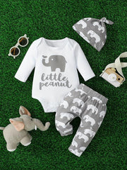 Baby Boys Elephant Print Bodysuit Set