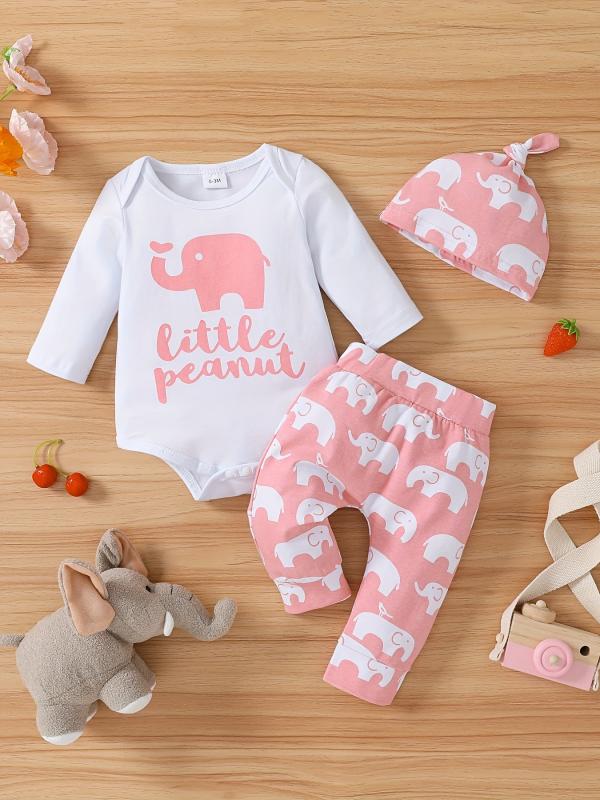 Baby Boys Elephant Print Bodysuit Set