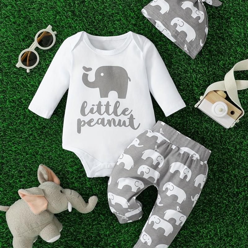 Baby Boys Elephant Print Bodysuit Set