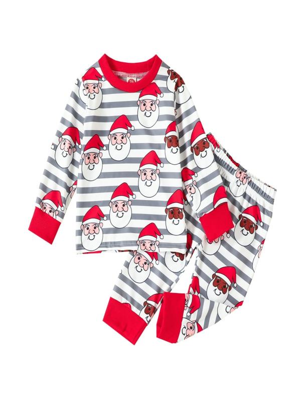 2pcs Baby Christmas Print Long Sleeve Trousers Set