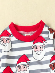 2pcs Baby Christmas Print Long Sleeve Trousers Set