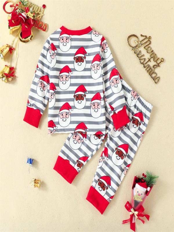 2pcs Baby Christmas Print Long Sleeve Trousers Set