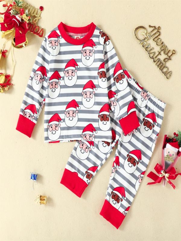 2pcs Baby Christmas Print Long Sleeve Trousers Set