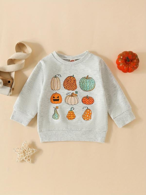 Halloween Baby Kids Pumpkin Graphic Sweatshirt Comfy Pullover Top
