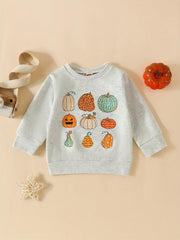 Halloween Baby Kids Pumpkin Graphic Sweatshirt Comfy Pullover Top