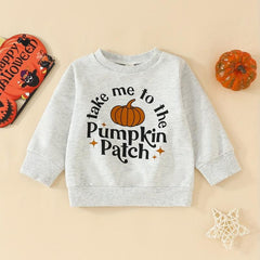Halloween Baby Kids Pumpkin Graphic Sweatshirt Comfy Pullover Top