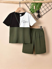 2pc Boys Future Block T shirt & Shorts Kids Summer Sets