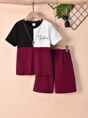 2pc Boys Future Block T shirt & Shorts Kids Summer Sets