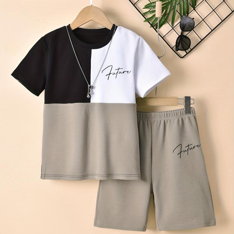 2pc Boys Future Block T shirt & Shorts Kids Summer Sets