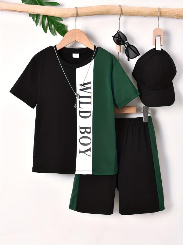 Boys Street Style T-shirt & Shorts Set for Summer