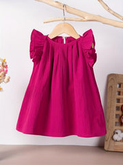 Baby Girls Dress Summer Ruffle Sleeve Solid Children Daily Dresses A line