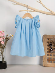 Baby Girls Dress Summer Ruffle Sleeve Solid Children Daily Dresses A line