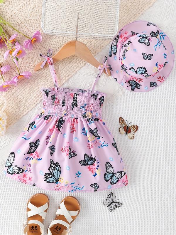 Baby Girls Fruit Print Dress with Hat