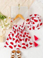 Baby Girls Fruit Print Dress with Hat