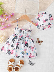 Baby Girls Fruit Print Dress with Hat